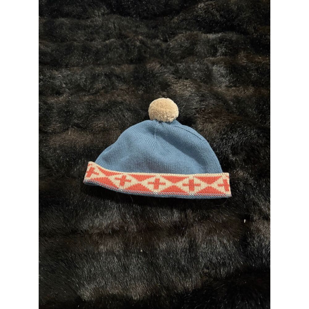 PENDLETON Baby “Knit Pom Pom Skull Beanie Cap”Size O/S Gray blue/Beige